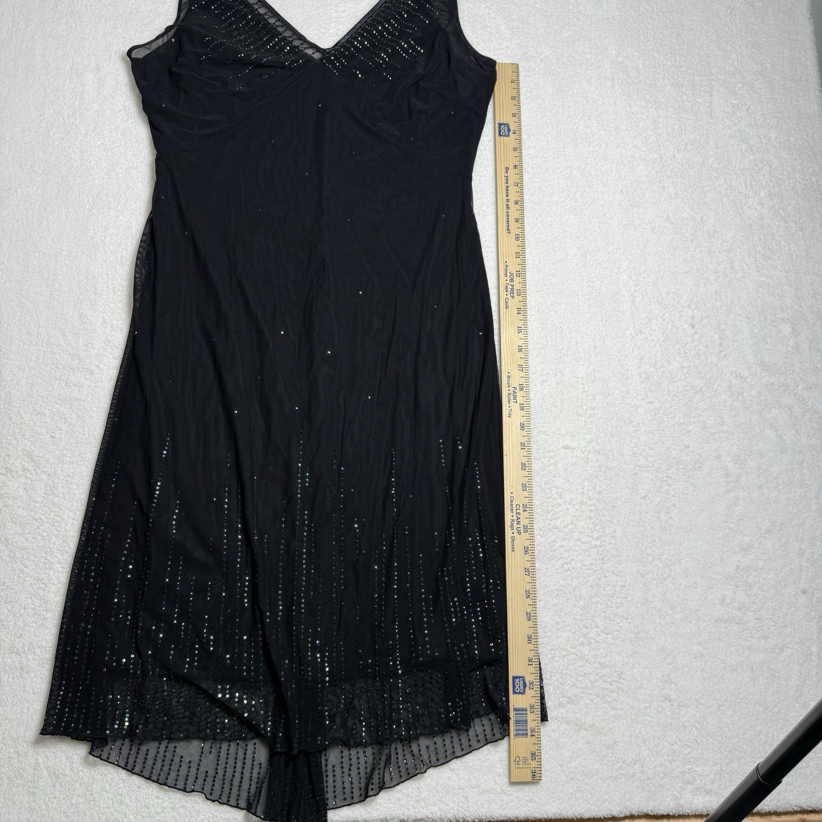 Amanda Smith Womens Black Sequin Dress Size 14 Semi Sheer Witchy Goth LBD