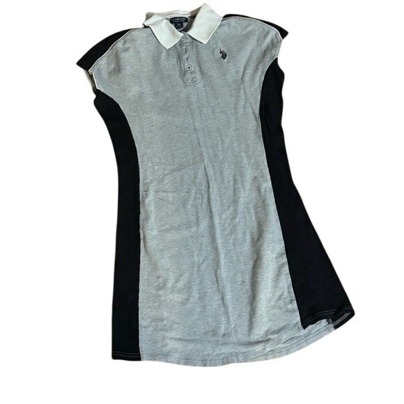 U.S. Polo Assn. Gray Black Mini Dress Size Xs Classic Preppy Tennis Sporty Y2k