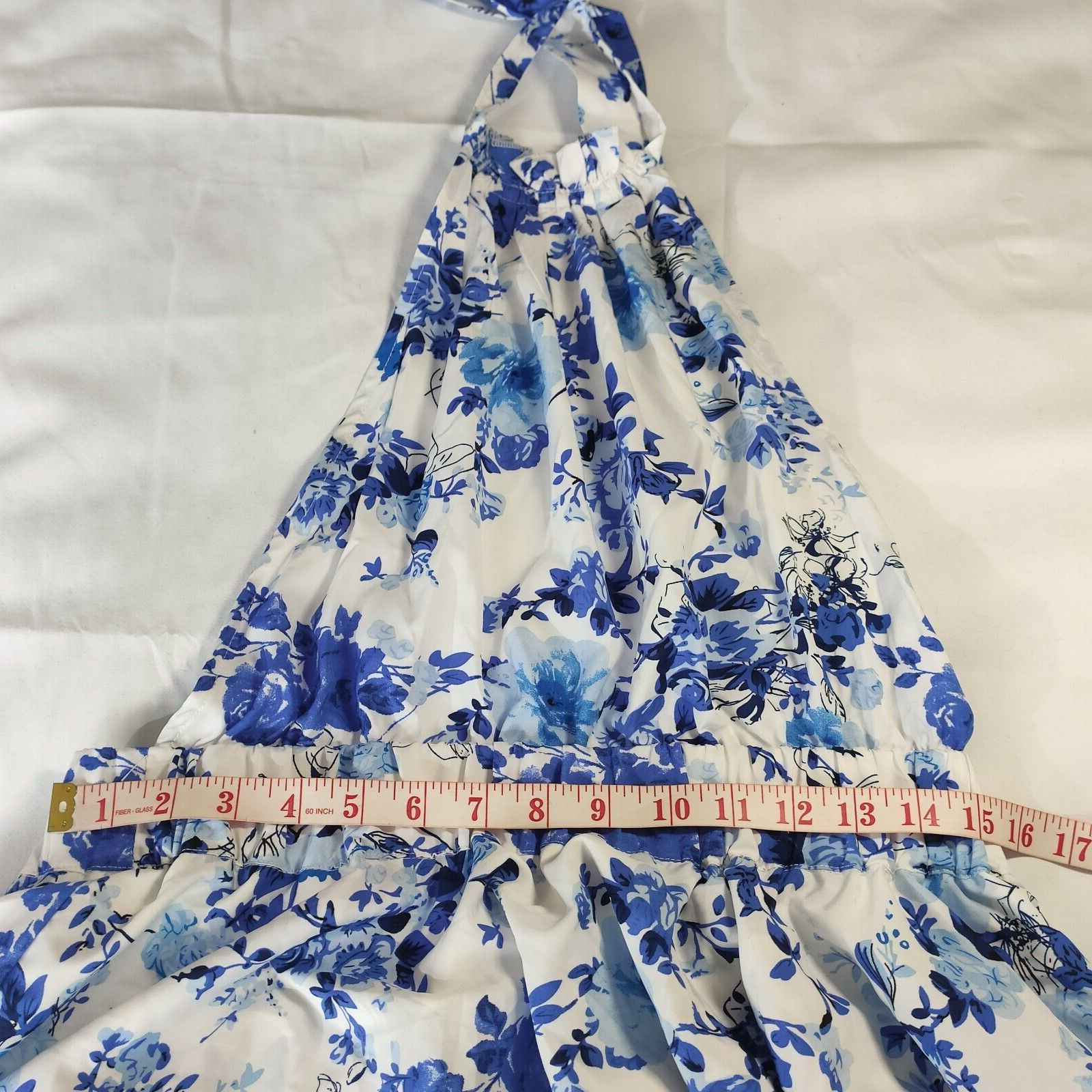 Shein Floral Halter Neck Dress, White & Blue, Layered – Size XL