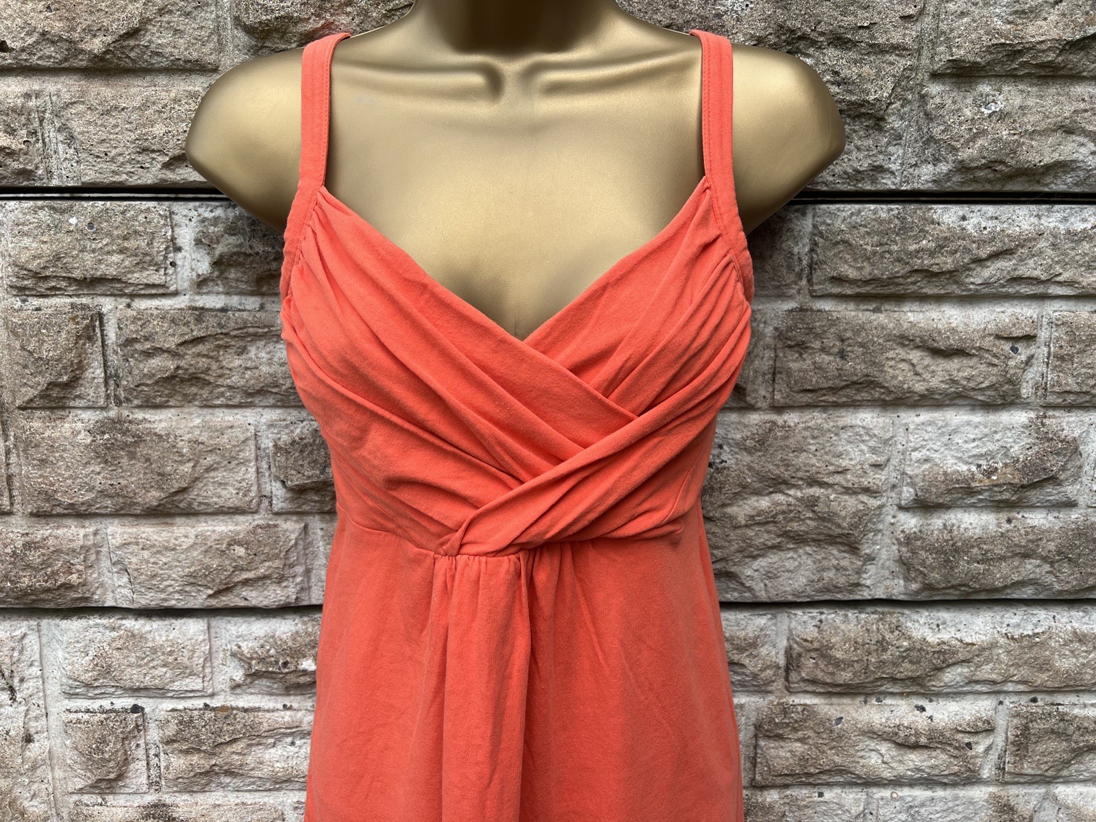 Ladies Collection By Jackpot Orange Adelas Strappy Cotton Stretch Midi Dress UKL