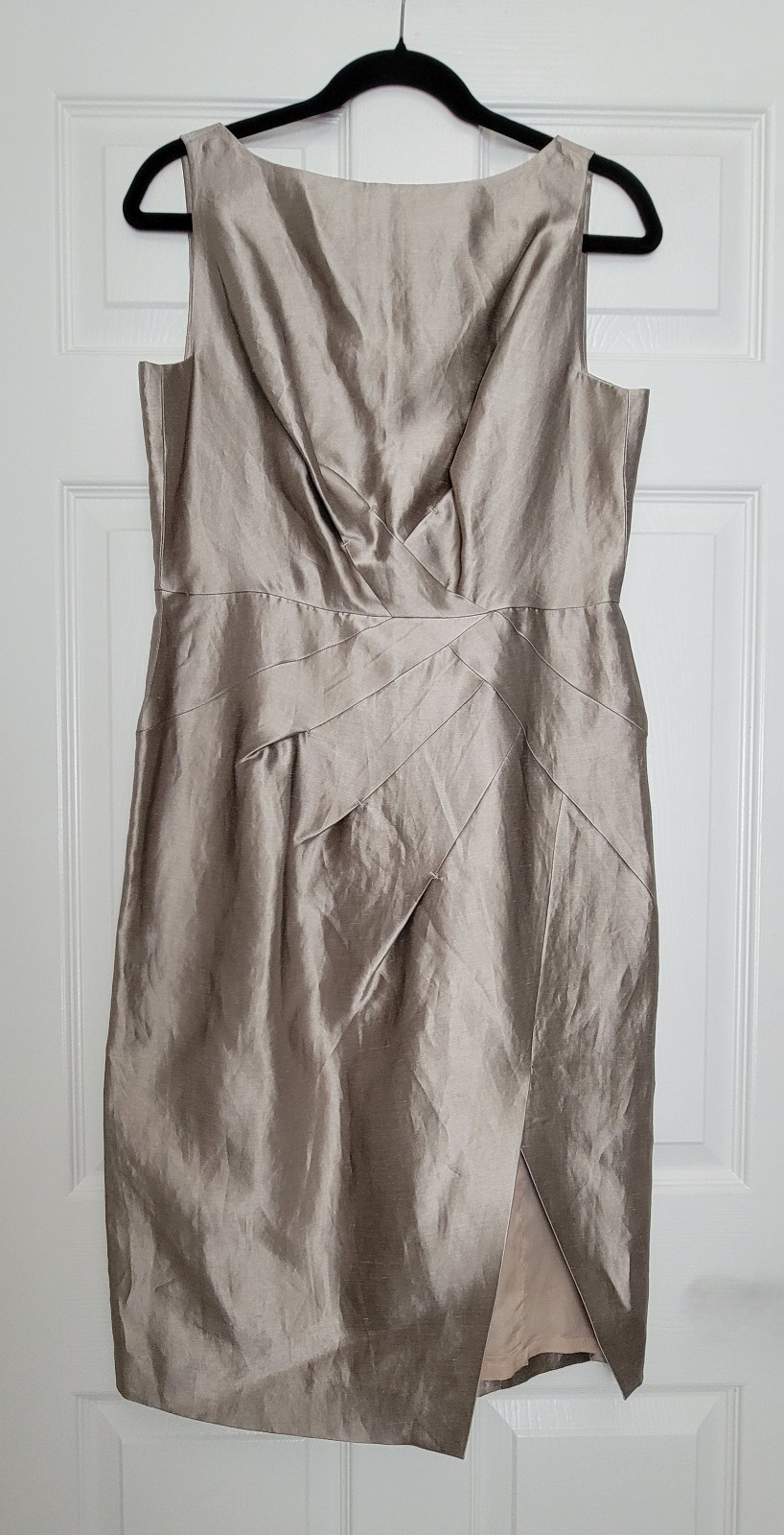 NWT $250 Banana Republic Monogram Metallic Chapagne Gold Sleeveless Sheath Dress