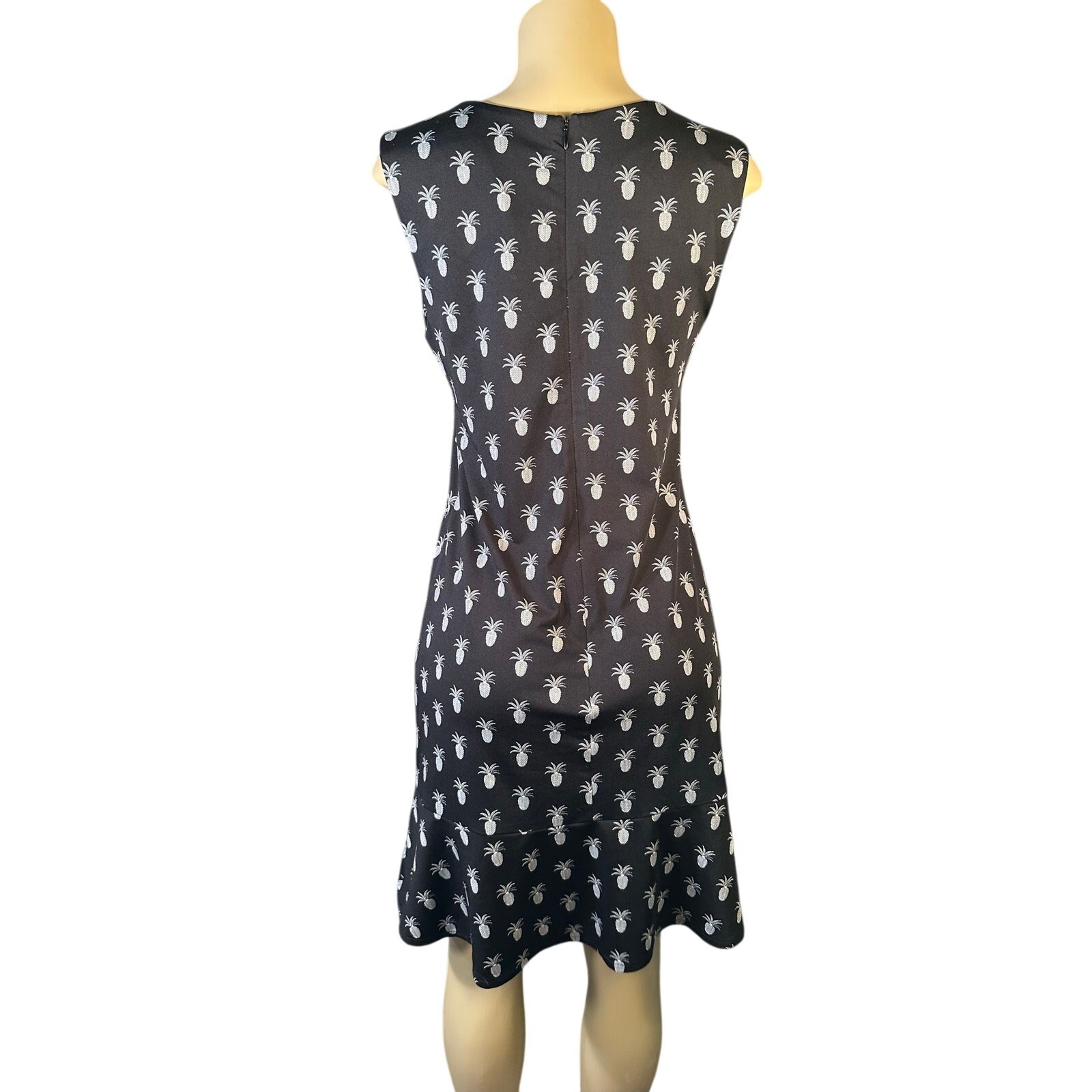 Women M Margaret M Black Pineapple Print Dress Canada Stretchy Office Work