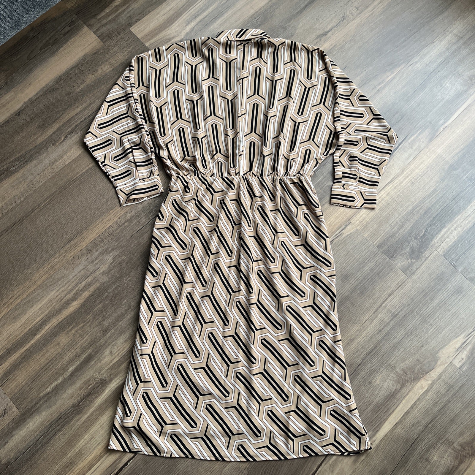 Express Half Button Up Midi Portofino Shirt Dress Graphic Print Lined Skirt L