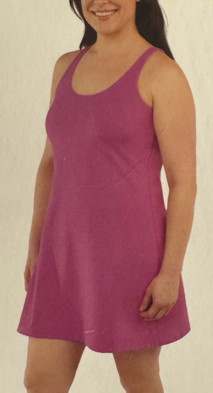 Elle Sport Tank poly knit Dress pink, built in bra & shorts size Small (4-6) NWT