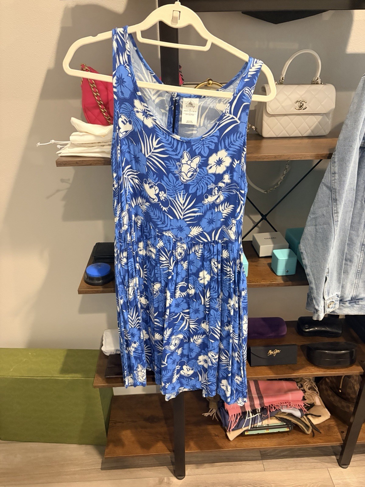 Disney Mickey And Friends Aloha Tank Dress Vacation Tropical Blue Size Small