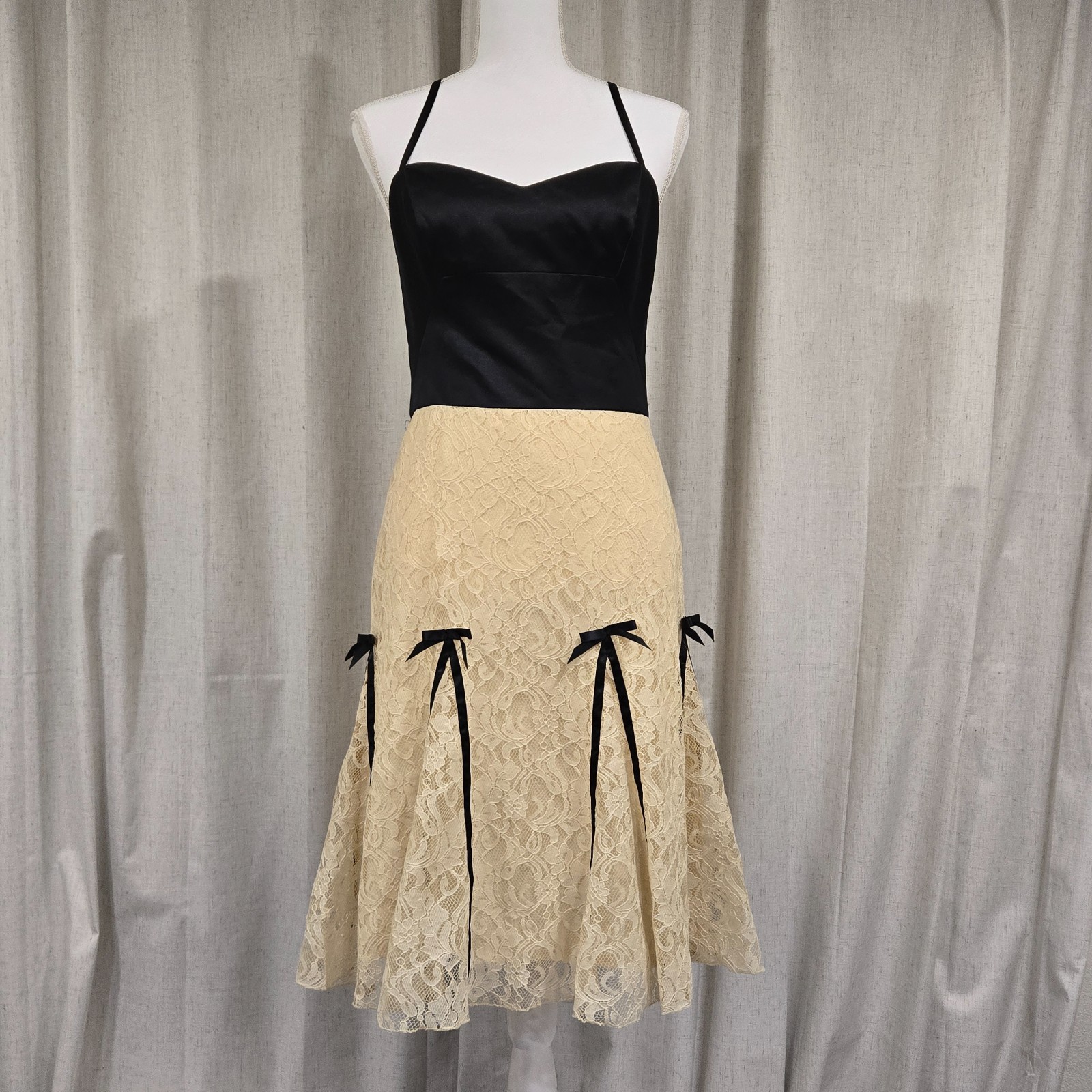 Vtg Y2k Victoria’s Secret Moda Dark Fairy Gothabilly Witchy Bows Formal Dress 8