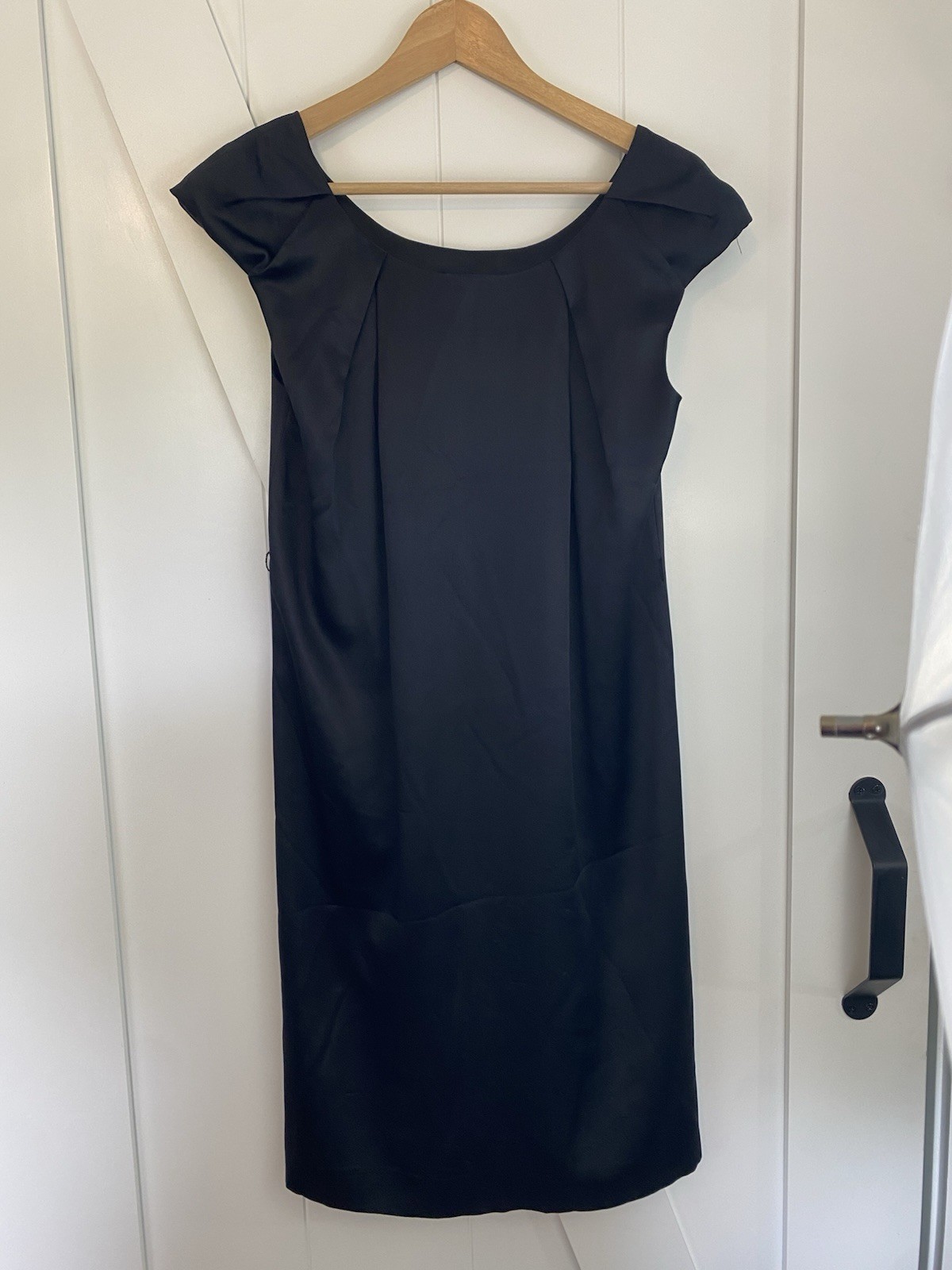 Martin + Osa Black Pleated Sheath Midi Dress Size S 100% Silk