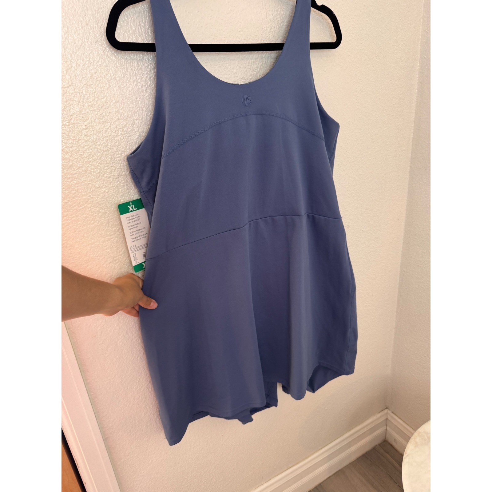 Elle Sport Women Blue Active Dress with Inner Shorts and Shelf Bra XL NWT