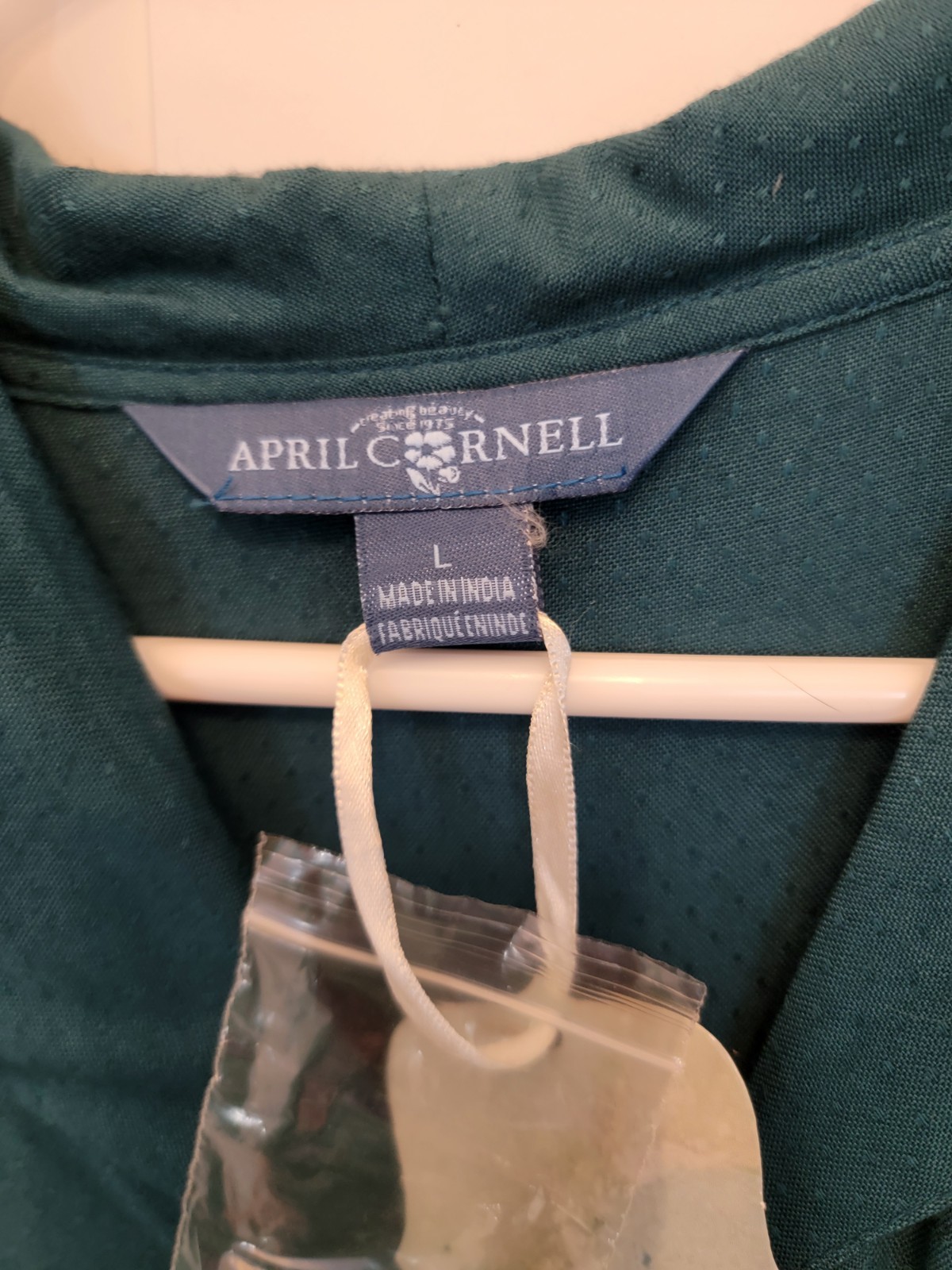NWT Cornell Romantic Shirtdress L Midi Belted Blue Teal Fabric Covered Buttons