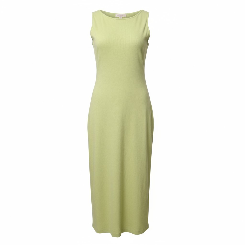 Rare Vintage French Rags Cashmere Silk Midi Dress Green Sleeveless USA Made Med