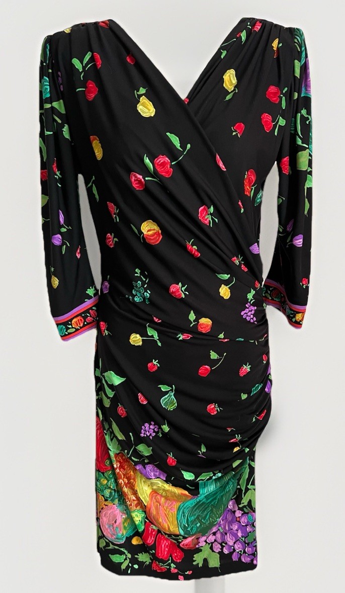 Leonard Paris vintage silk midi dress 1980s dress floral size M
