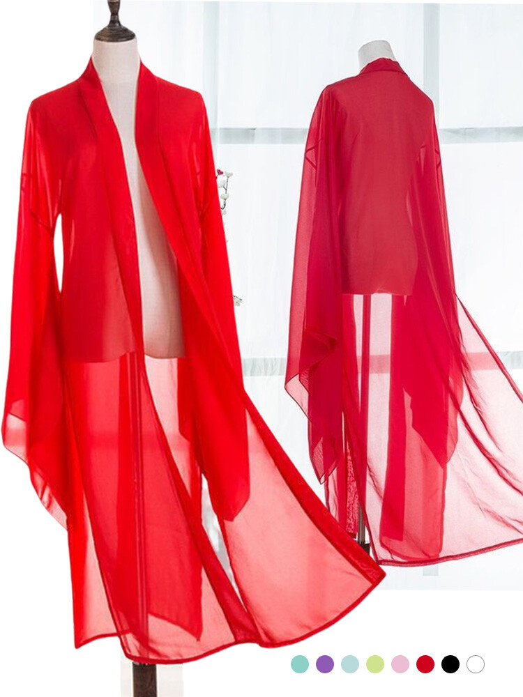 Hanfu Cardigan Ancient Chinese Long Sleeve Shirts Chiffon Coat Dance Clothing