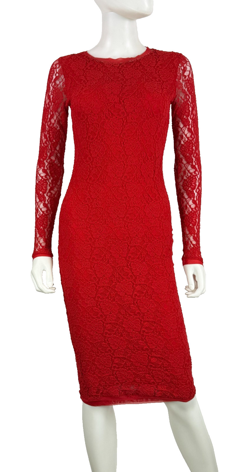 FUZZI by Jean Paul Gaultier Red Lace Bodycon Dress 4 6 US 40 IT S Runway Auth