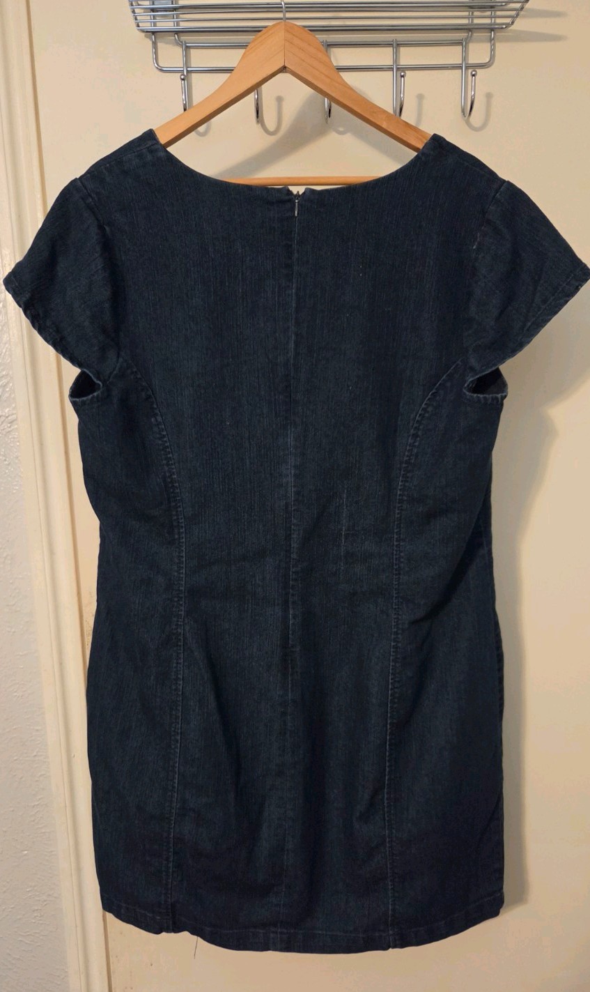 Lane Bryant women’s plus size 20 denim mini dress fitted cap short sleeves great