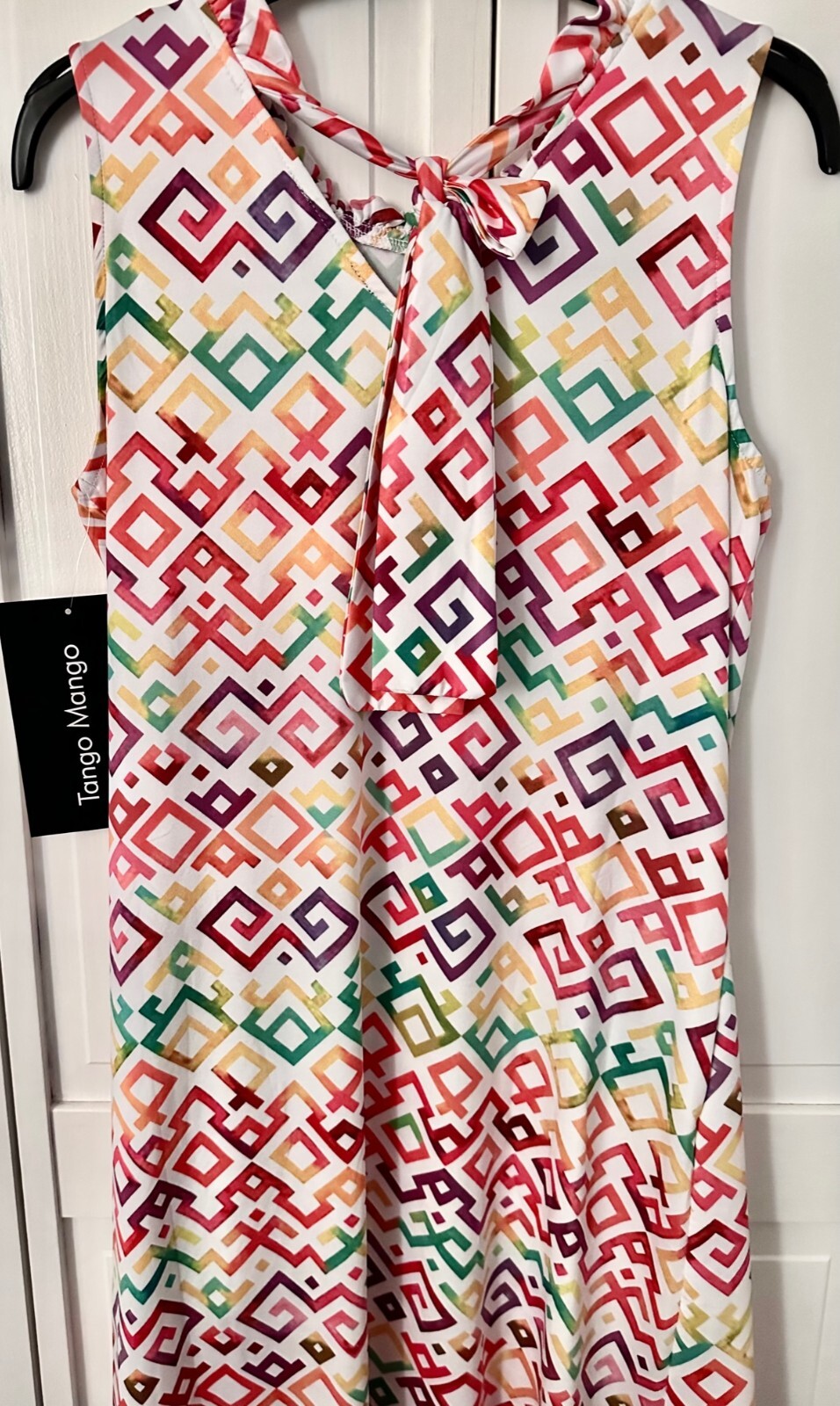 Tango Mango, NWT, White/Red/Green/Yellow Geometric Tank Dress, Med, ret $85