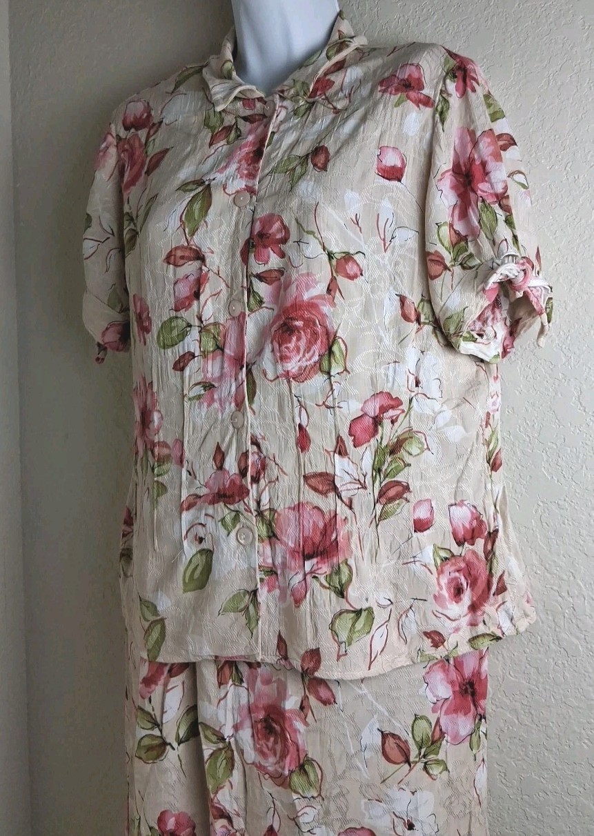 Karin Stevens Women’s Sleeveless Flowers Maxi Dress W/ Blouse Size 12