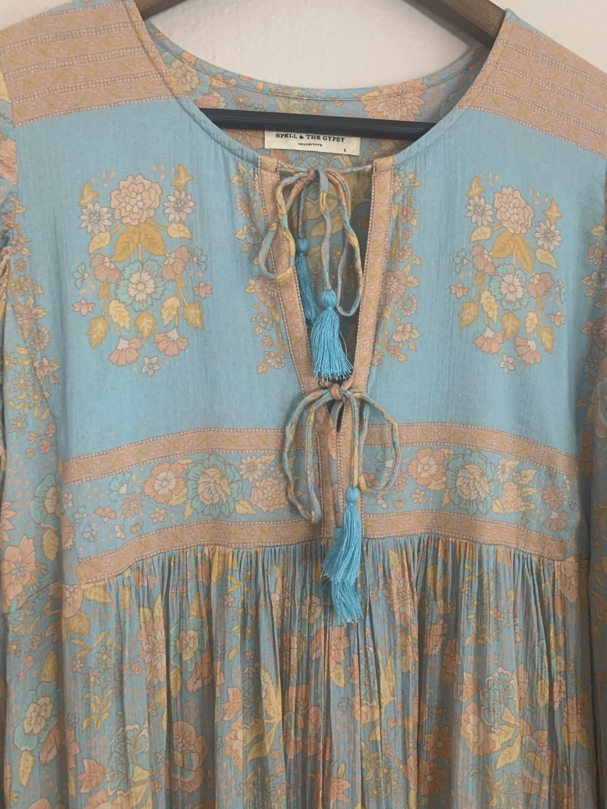 Spell & The Gypsy Collective Juniper Boho Midi Dress Eggshell Blue Size S