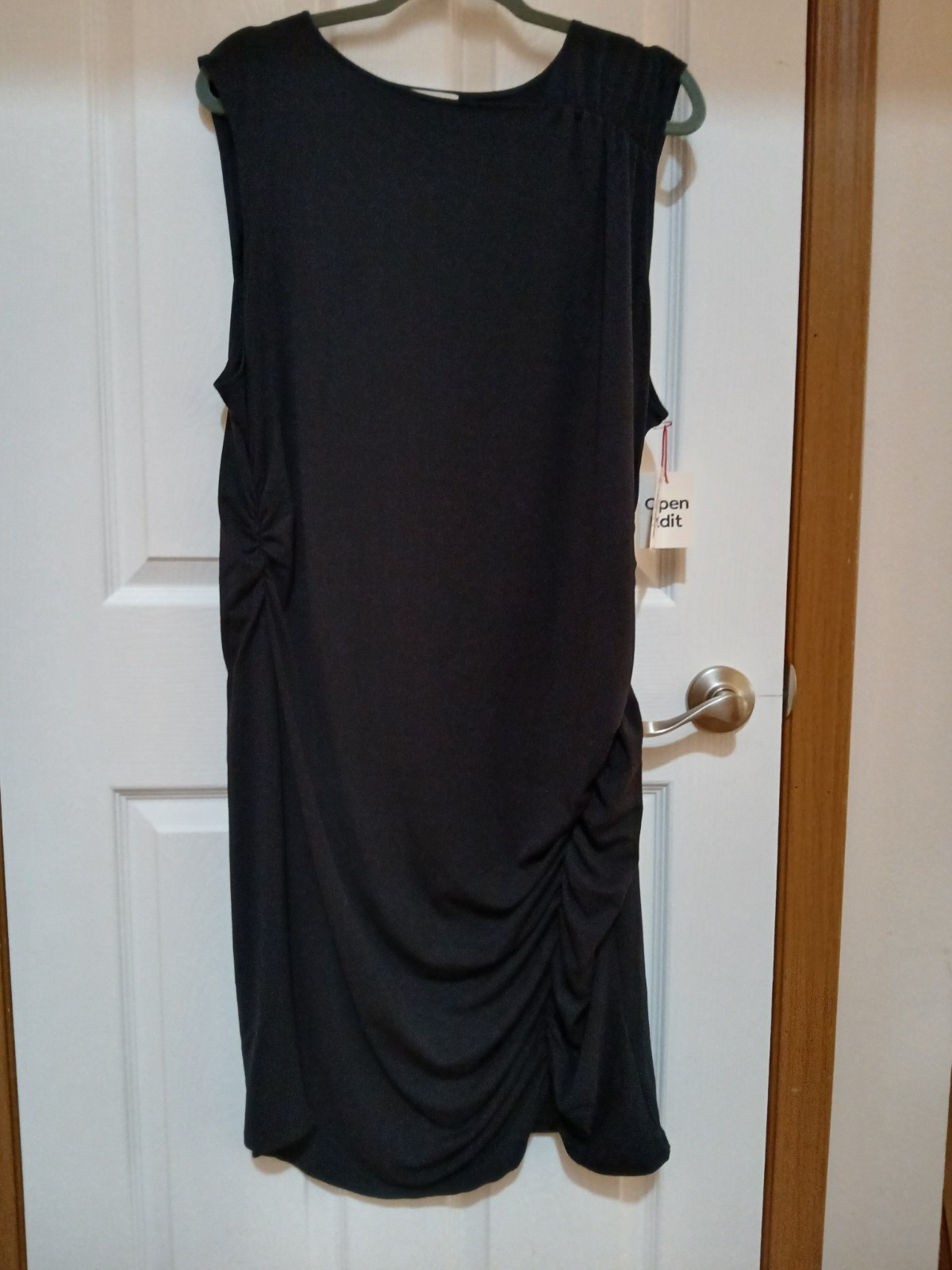 NWT OPEN EDIT WOMENS BLACK SLEEVELESS RUCHED BODYCON DRESS