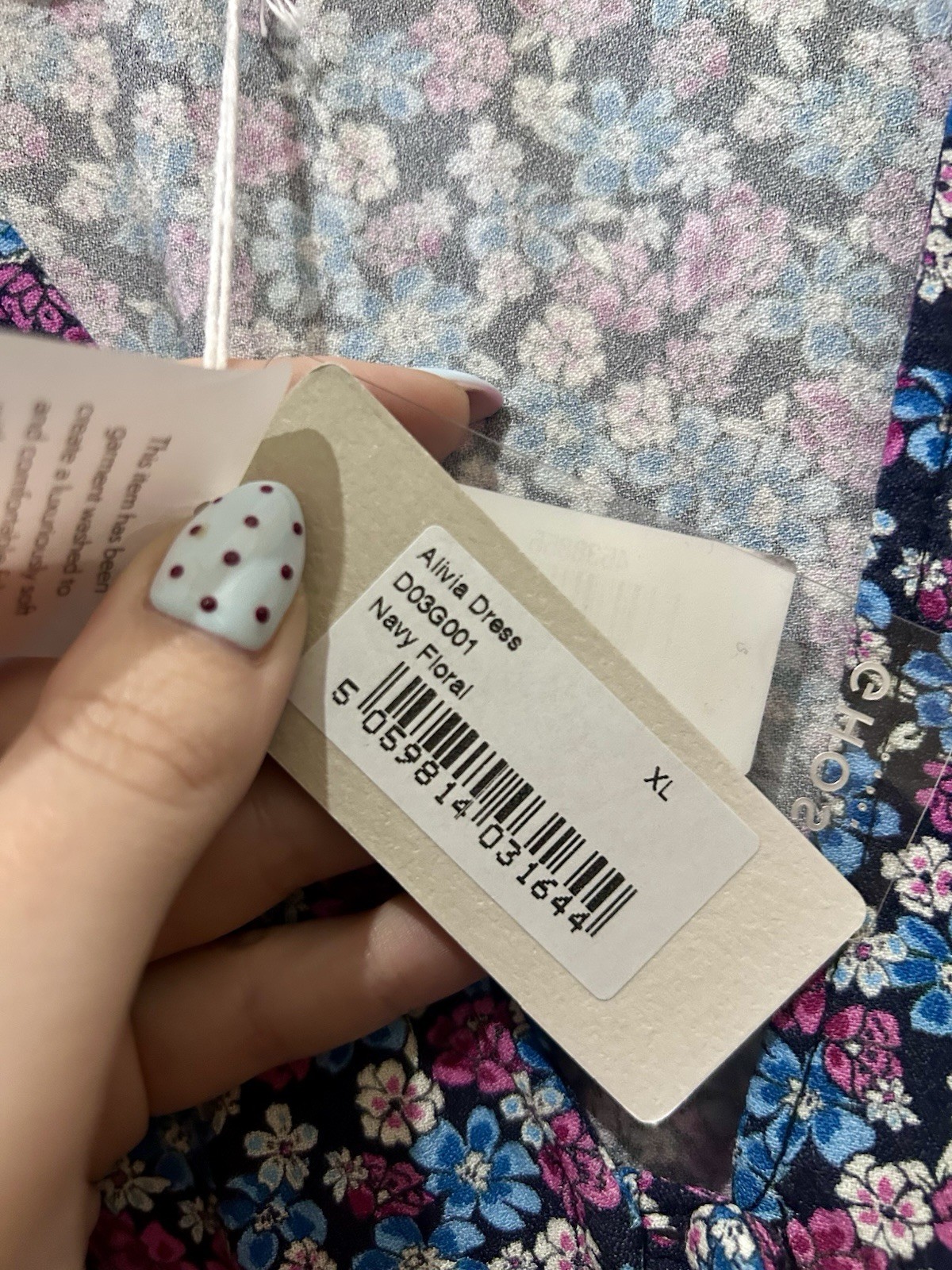 Ghost Alivia Floral Navy Midi Dress Size XL UK 16 BNWT