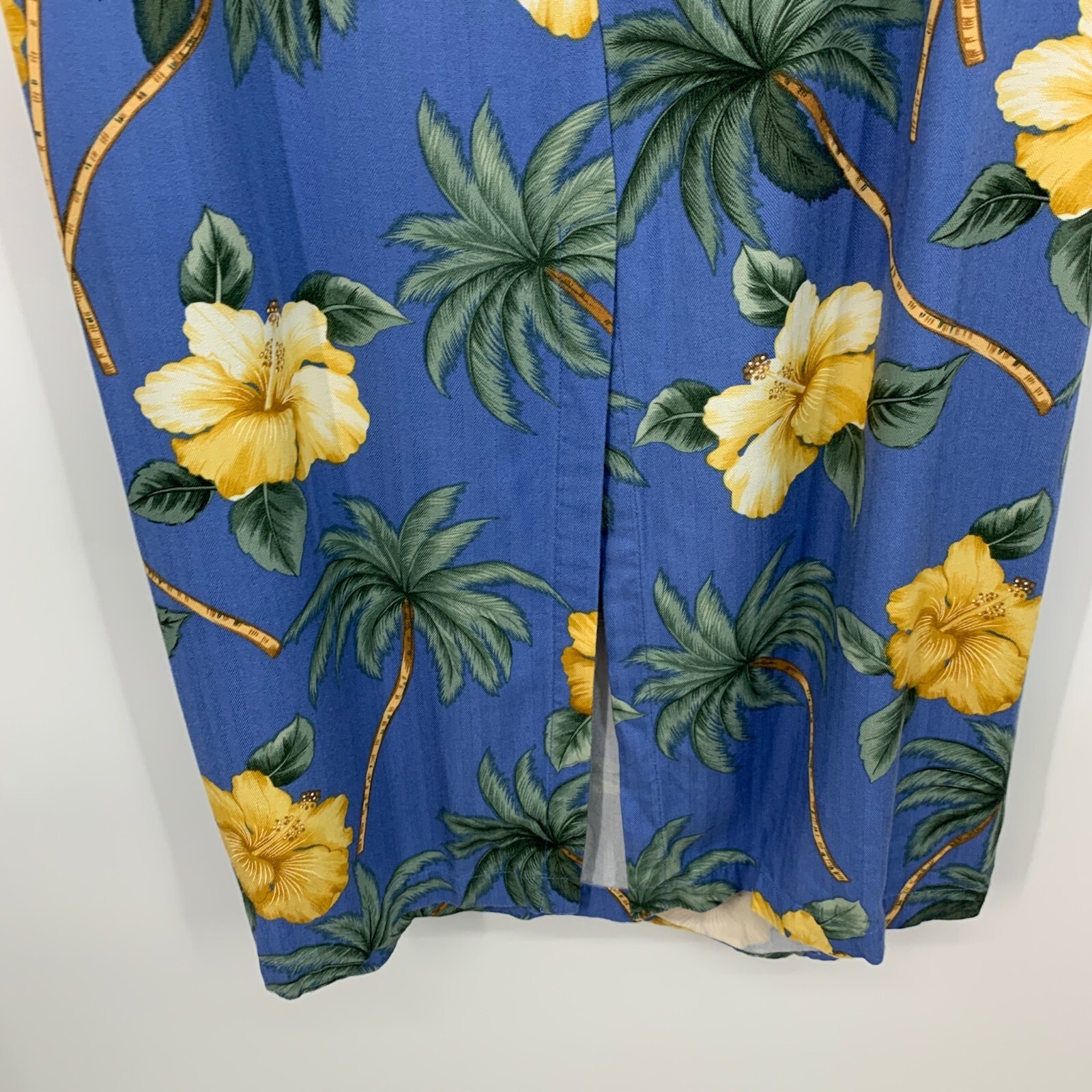 Caribbean Joe Dress Womens Size Large Blue Floral Midi Tie Waist Wrap Sleeveless