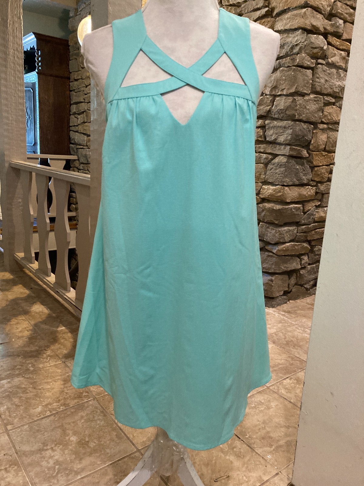 Filly Flair Tunic Dress, Small, light green, Crisscross front back zipper lined