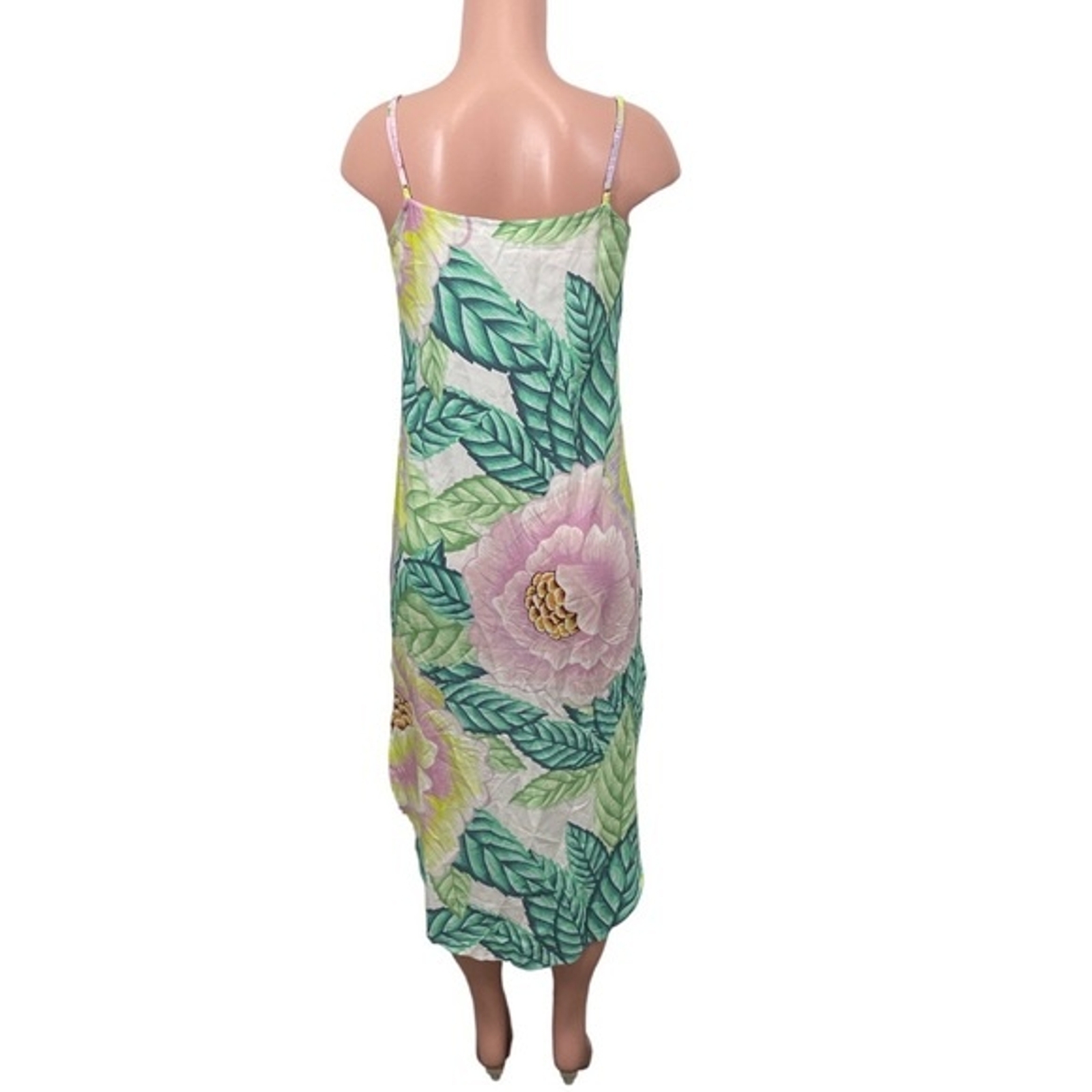 Mara Hoffman Floral Cami Strap Midi Dress Size SMALL Button Up Front