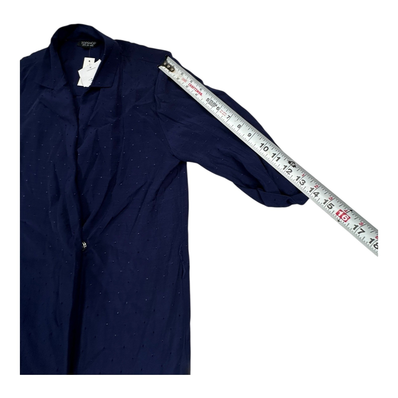 TOPSHOP Navy Blue Dotted Long Collared Button Front Maxi Dress UK 10 EUR 38 US 6