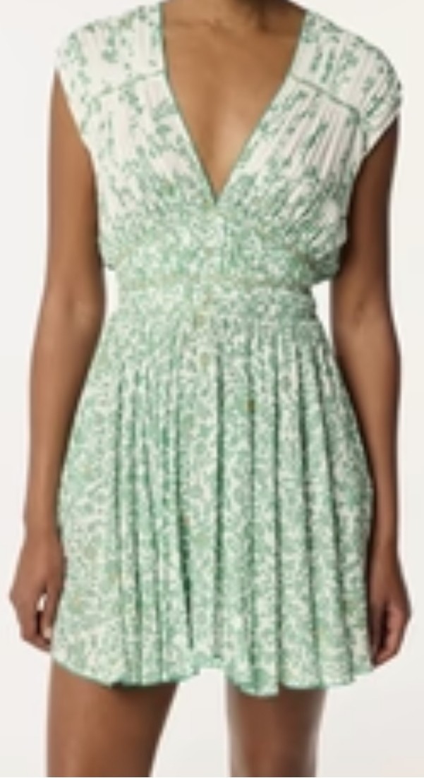 Poupette St Barth Ciao Mini Dress Size S Green Lazuli Coastal Resort Floral NWT
