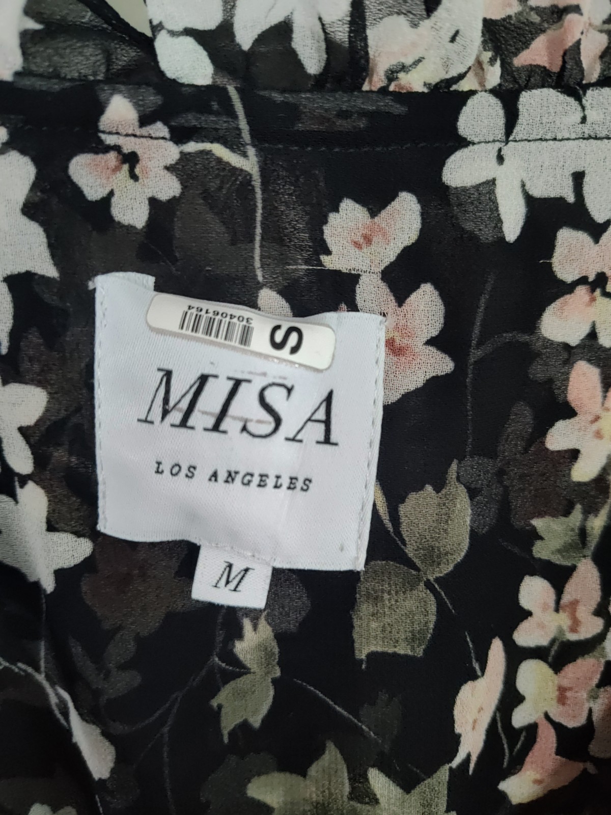 MISA Los Angeles Floral Chiffon Ruffle V-Neck Long Sleeve Romper Sz M