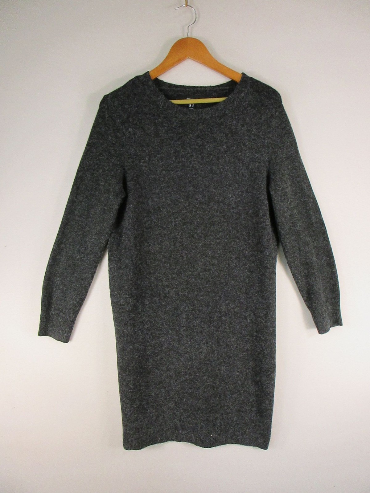 Vero Moda Dress Womens M Black Melange O-Neck Long Sleeve Knit Cozy Fuzzy Casual