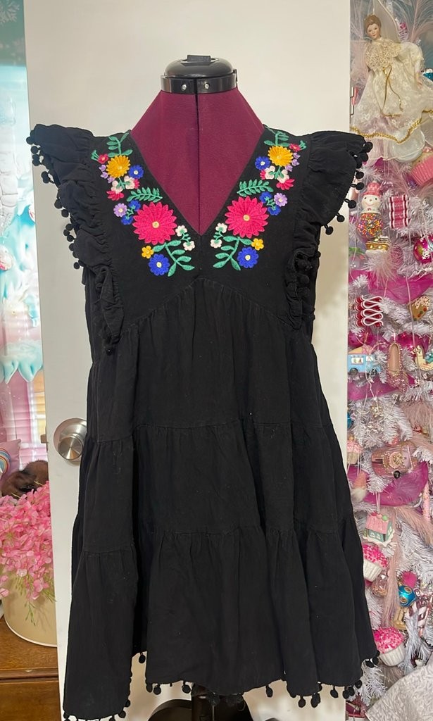 Umgee USA Black Embroidered Boho Dress