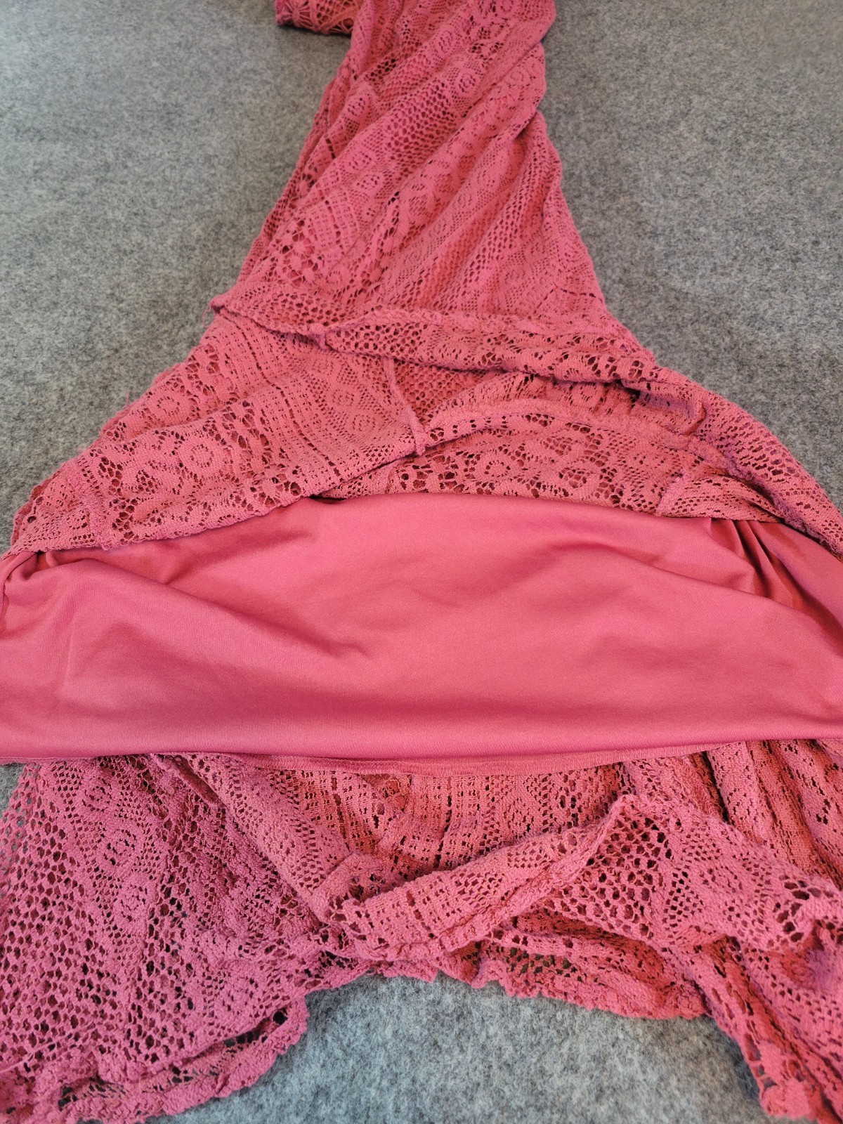 Indigo Thread Co. Womans Size Med Maxi Berry Color Crochet Lace Fairy BohoDress