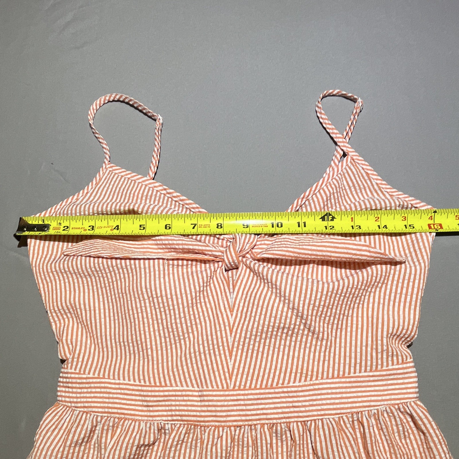 Miss Selfridge Orange/White Striped Bow Tie Front Strappy V-Neck Midi Dress 4