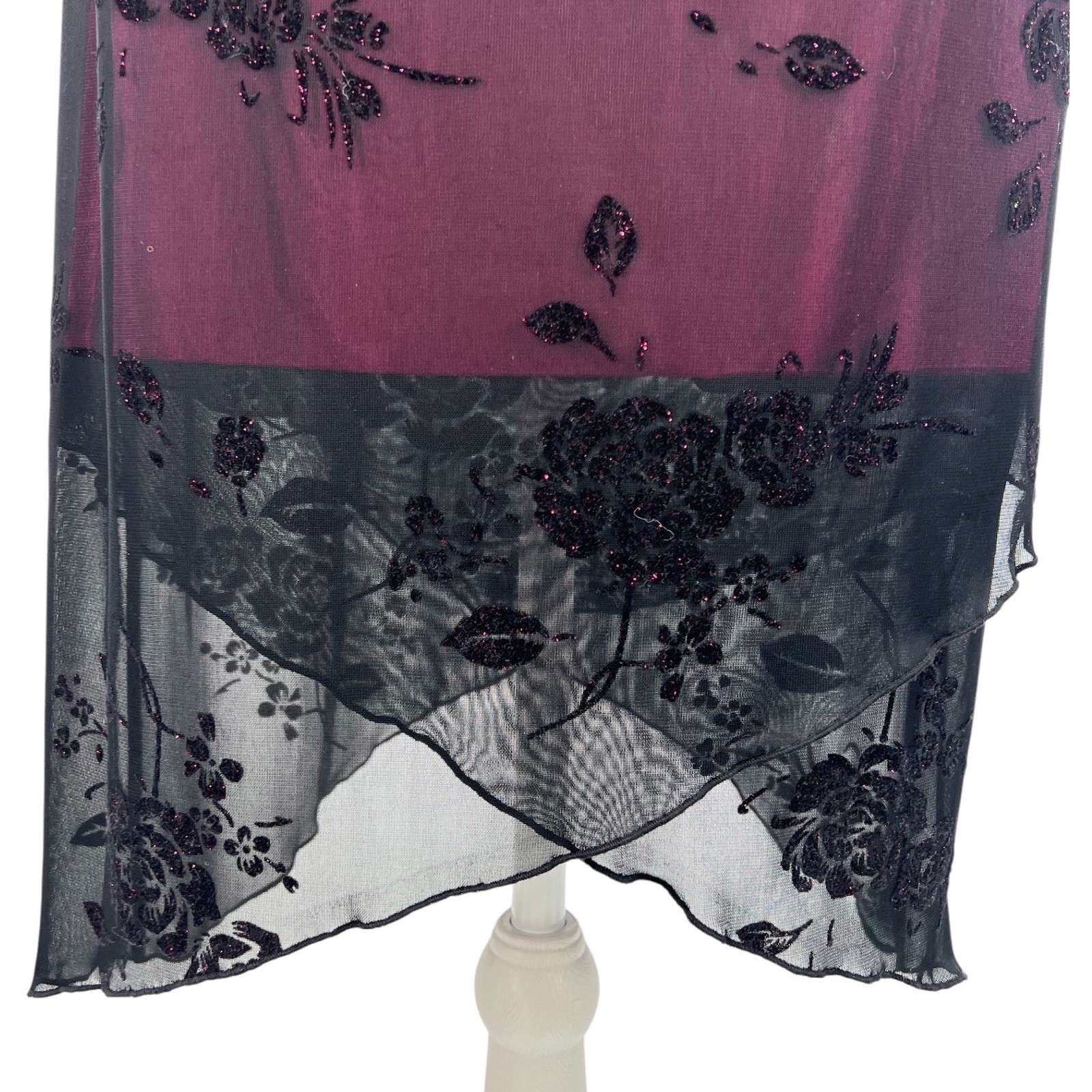 Byer Too Y2K Black Lace Pink Slip Dress Whimsigoth Dark Coquette Fairy Goth