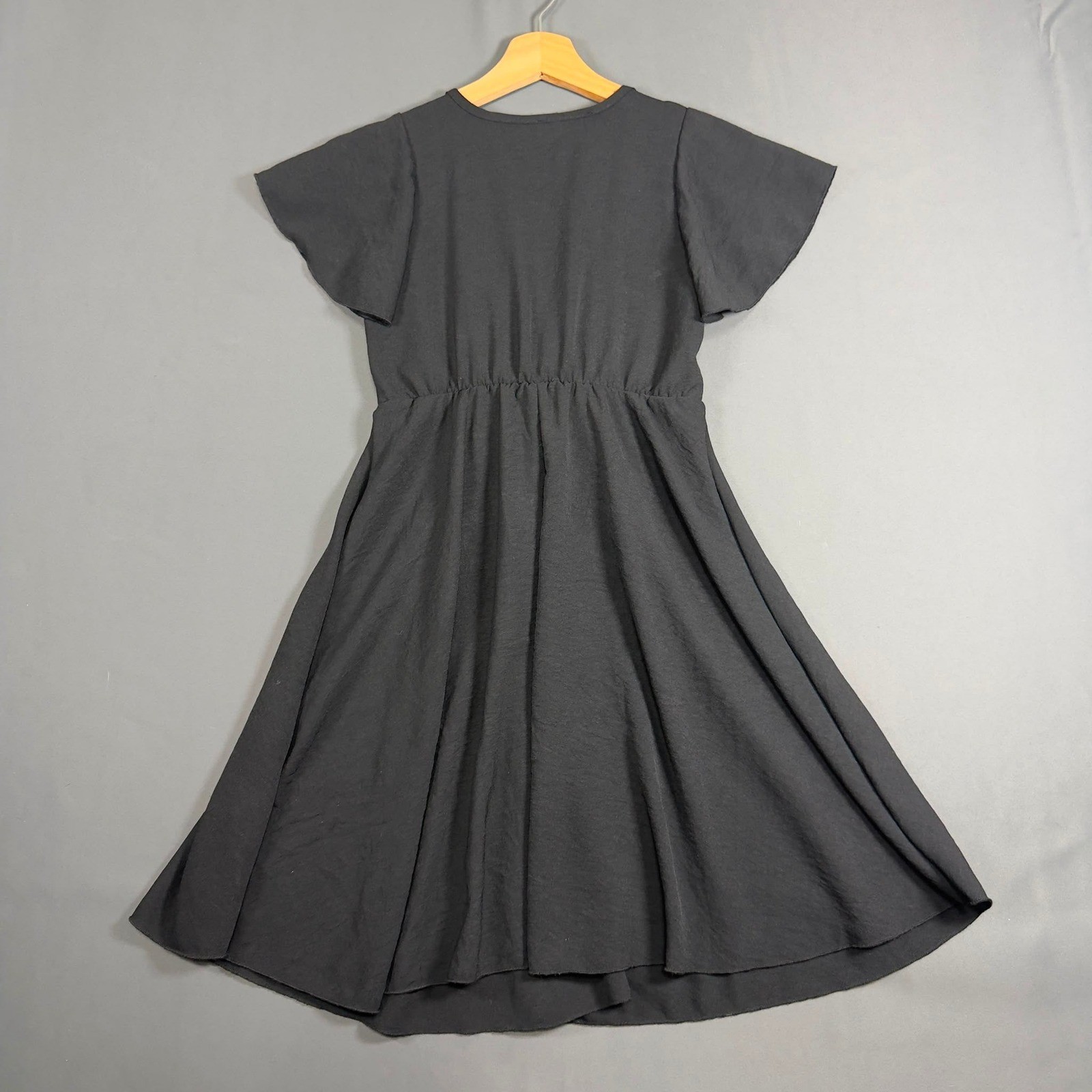 Jessica Simpson Black Tie Front Flutter Sleeve Fit & Flare Dress Small