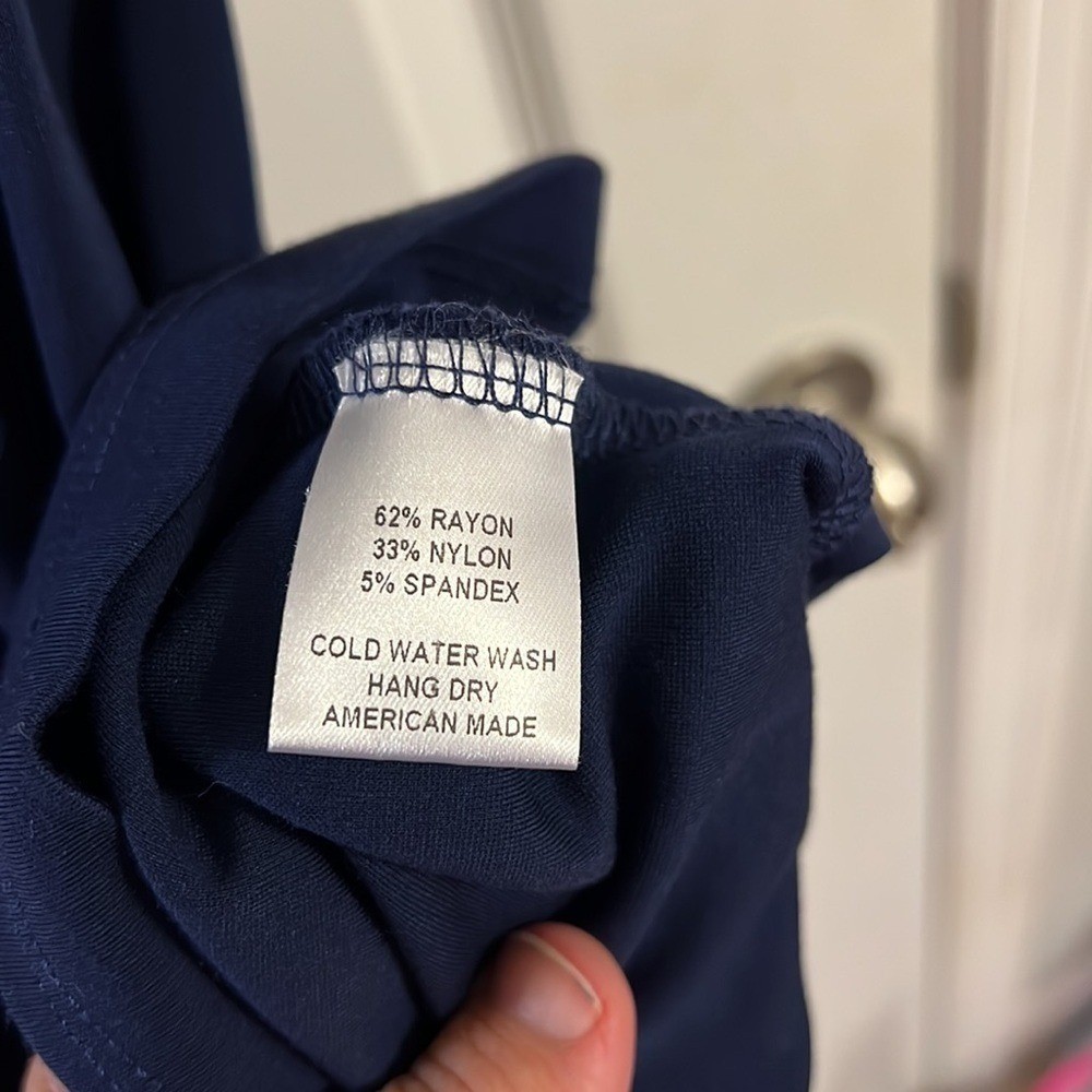 Sailor-Sailor Nautical Off Shoulder Shoreline Navy Blue Dress L Preppy Chic
