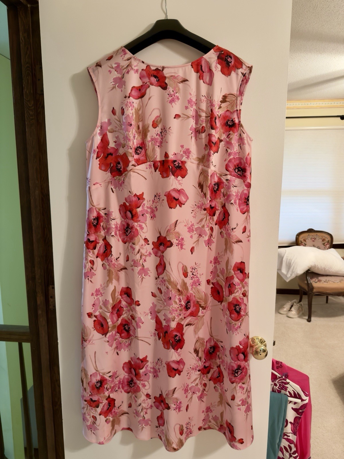 🩷 NEW! TALBOTS Satin Midi Dress Watercolor Bouquets Floral Print Size 16W