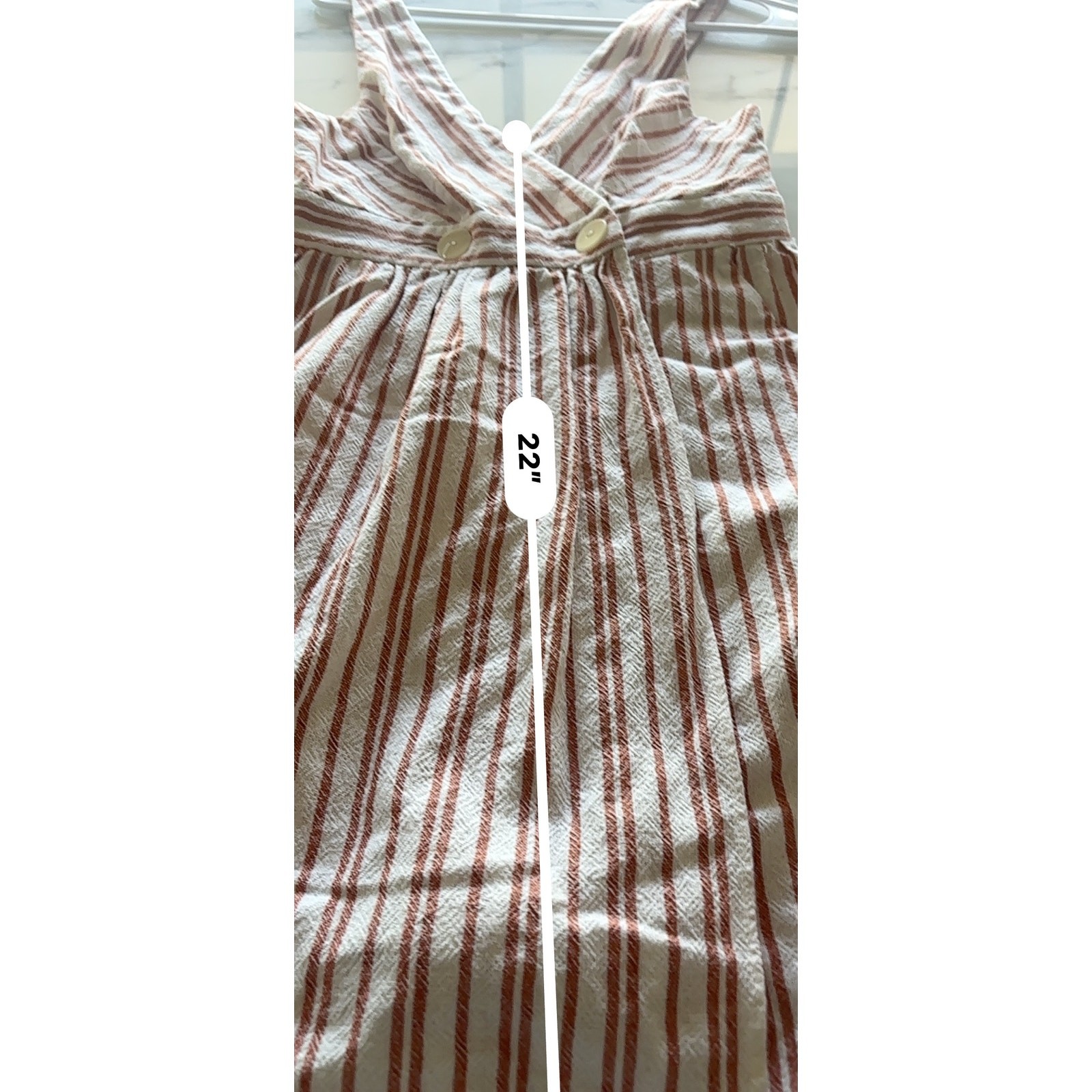 Zara TRF Rust Stripe Surplice V-Neck Mini Dress Womens S Empire Waist Pockets