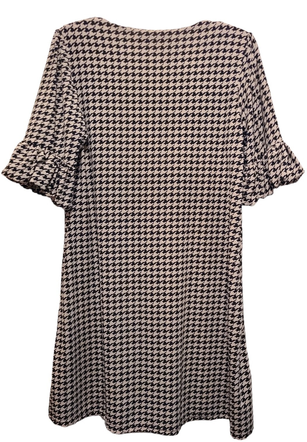 Houndstooth Shift Dress SIZE L Black White ¾ Ruffle Sleeve Dily Crimson Tide