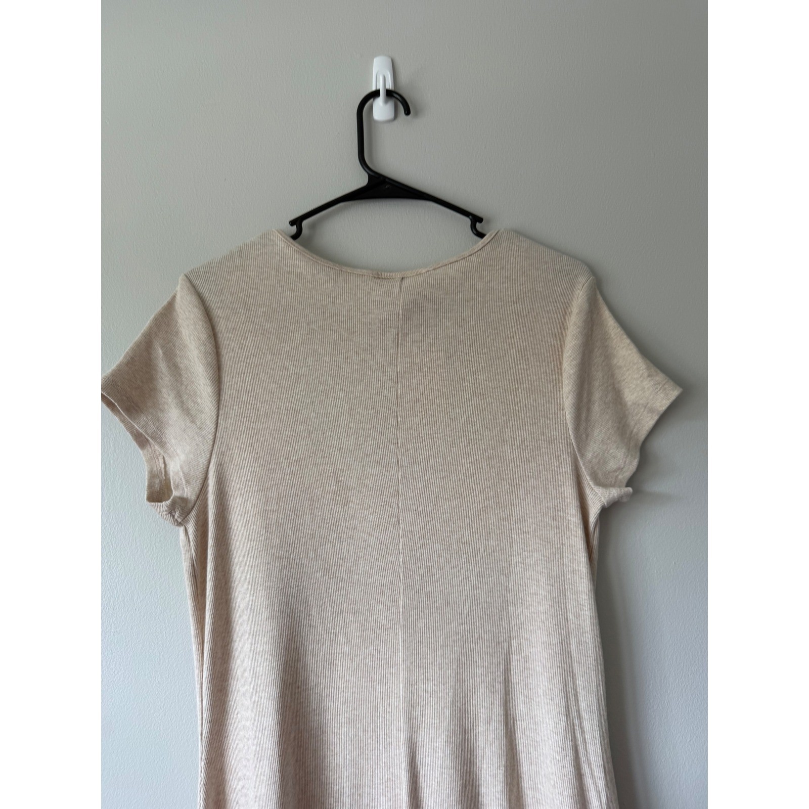 Universal Thread Midi Dress XL Oatmeal Heather Ribbed Button Front Scoop Neck