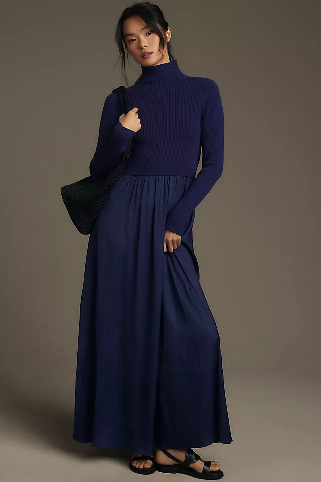*M,L,XL* -Anthropologie Dark Blue Navy The Thea Twofer Sweater Dress – $180 NEW!