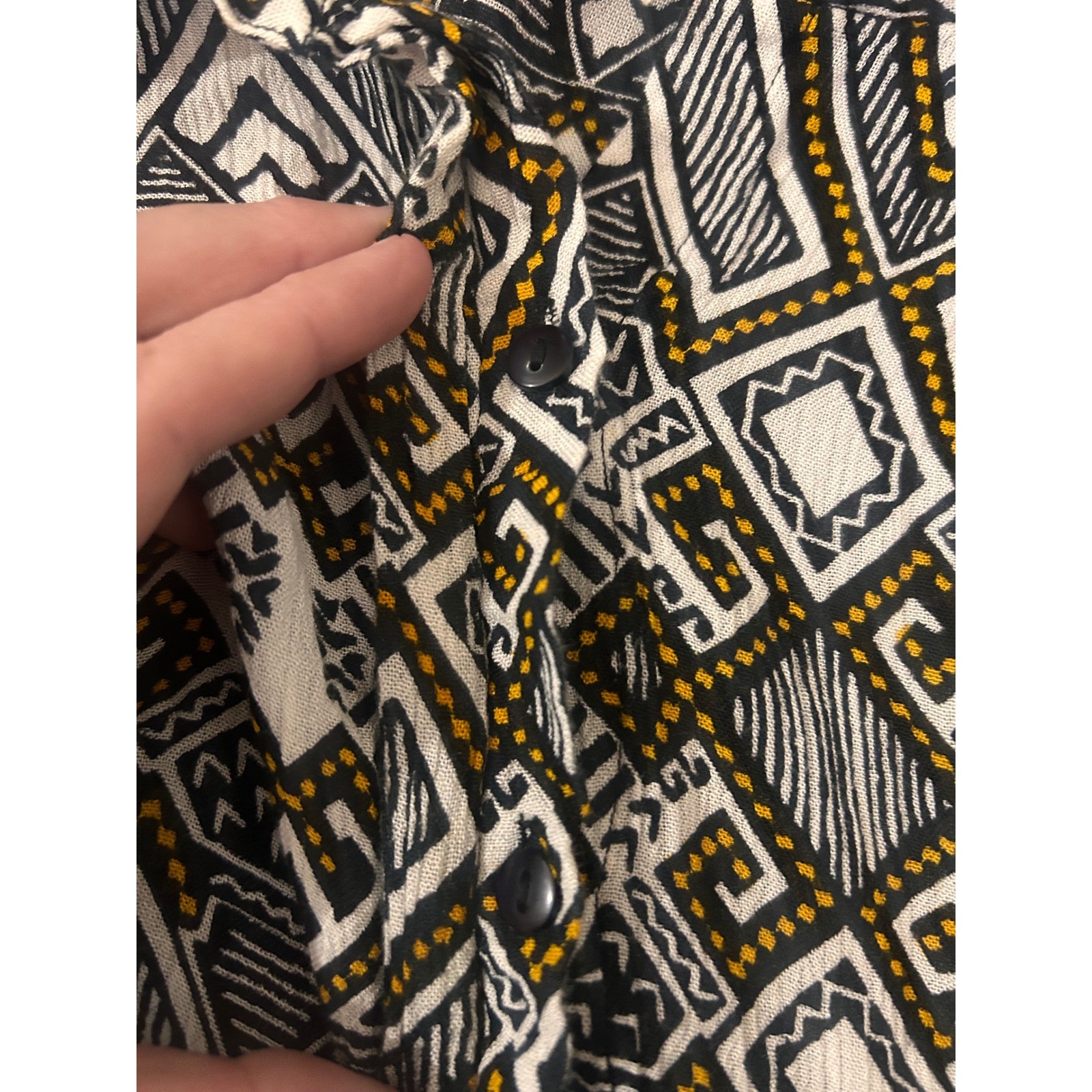 Boho Geo Chic Flowy Maxi Dress Women’s Small Modern Tribal Print