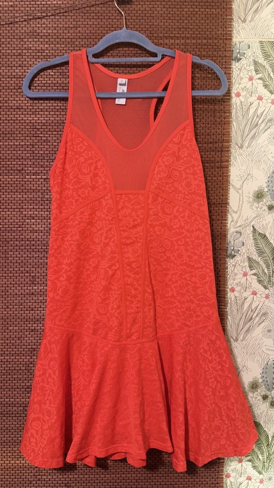 Stella McCartney X Adidas Floral Mesh Tennis Dress Tomato Red Size L