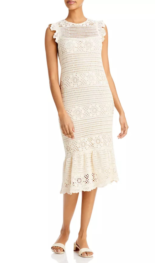 Lucy Paris Hannah Crochet Dress Med Beige Size XS 2577