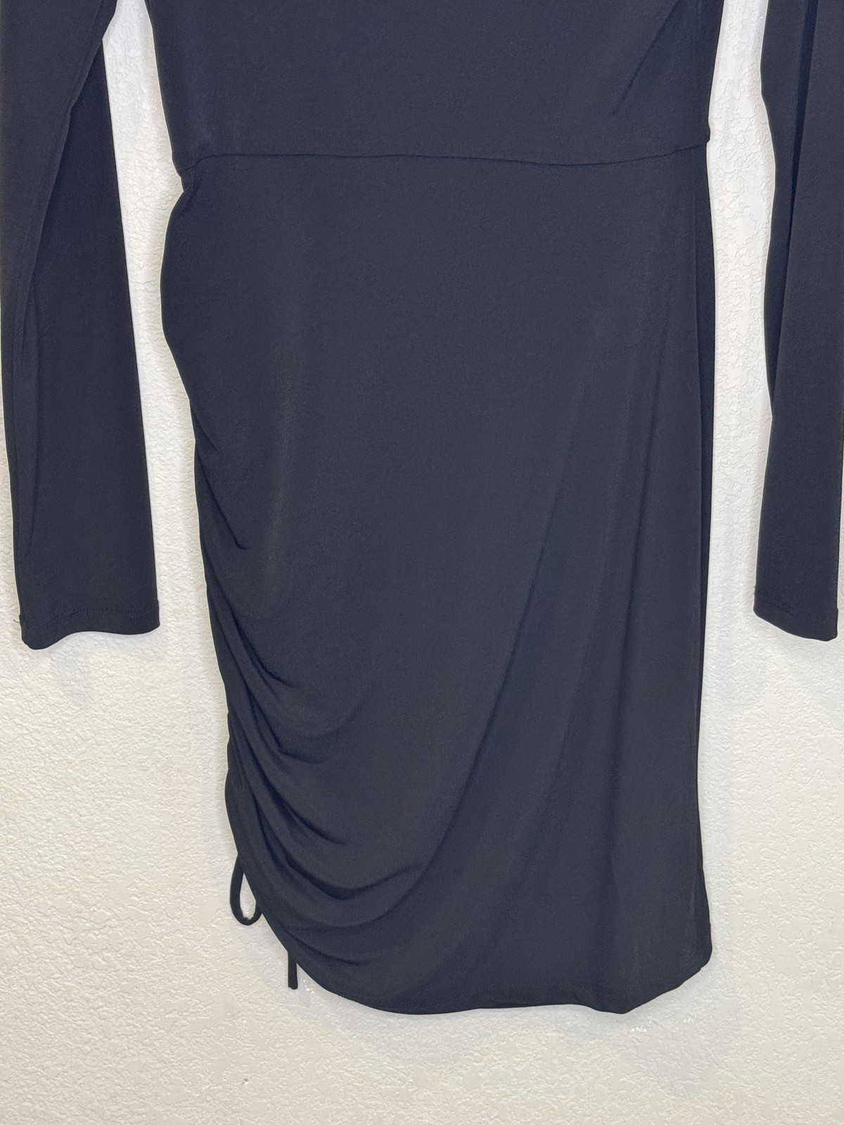 Privacy Please Page Mini Dress Medium Black Ruched Mock Neck Long Sleeve