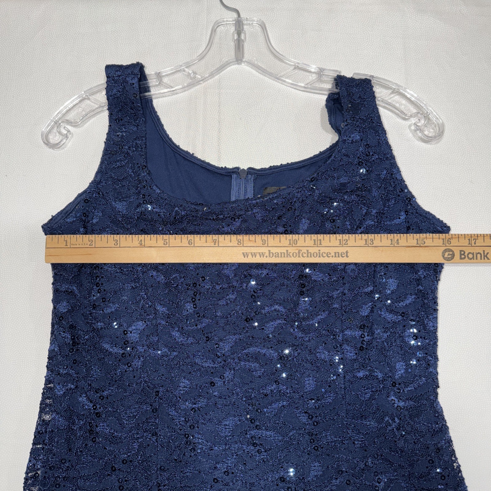 Alex Evenings Dress With Jacket Midi Length Sequin Lace Size 8 Blue Approx 40” L