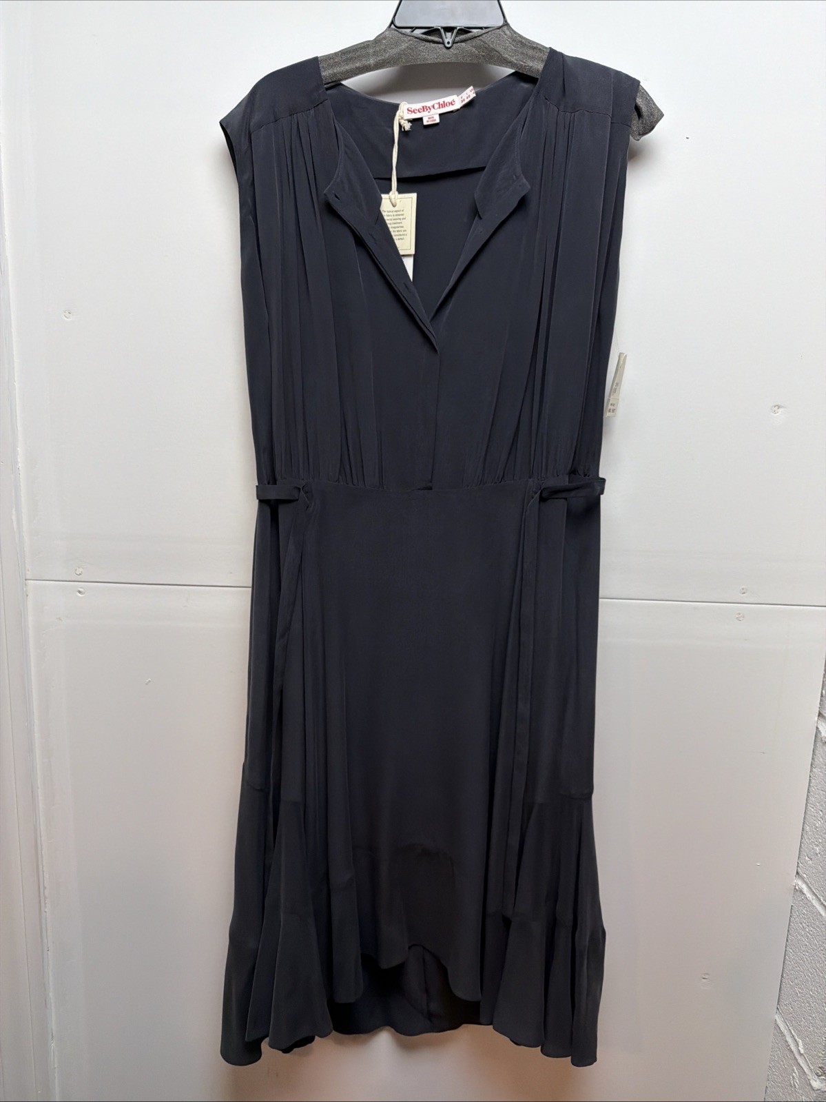See By Chloe Silk Charcoal Dress Size US 6 EU 40 NWT