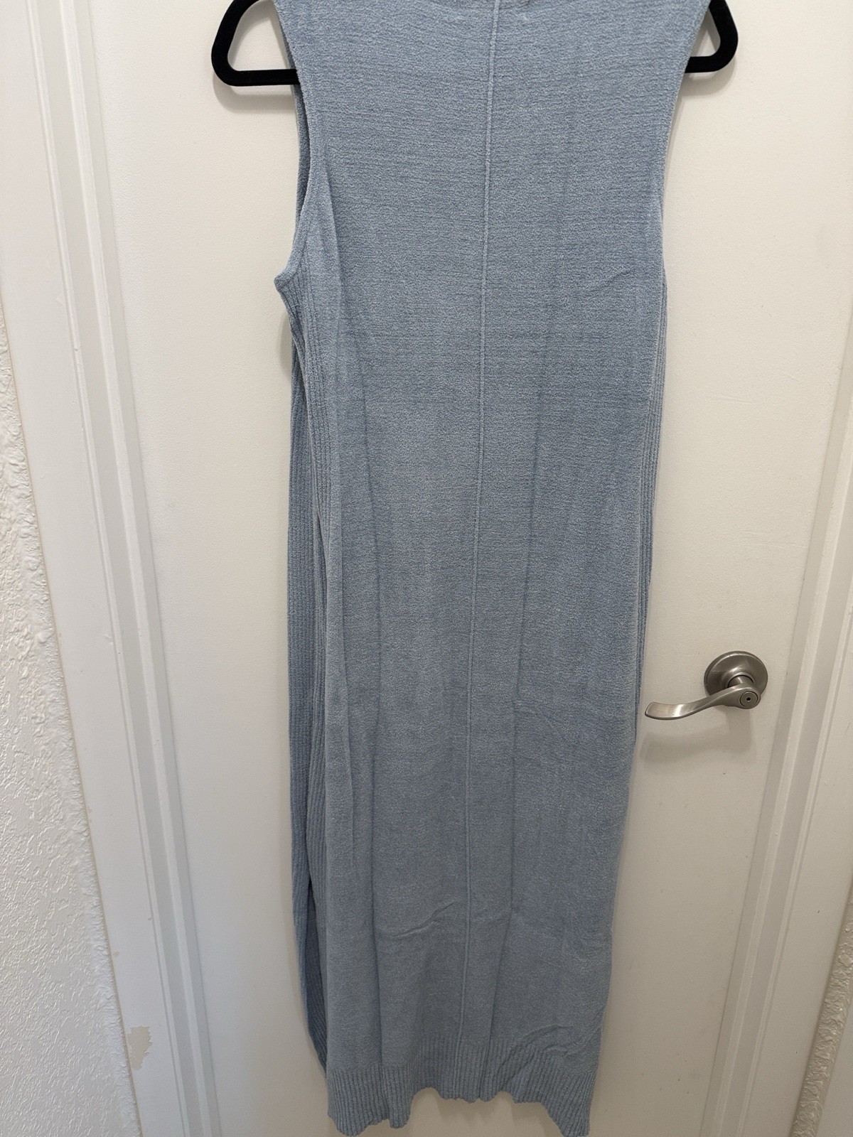 Barefoot Dreams CozyChic Ultra Lite Blue Maxi Dress Sleeveless Side Slit L
