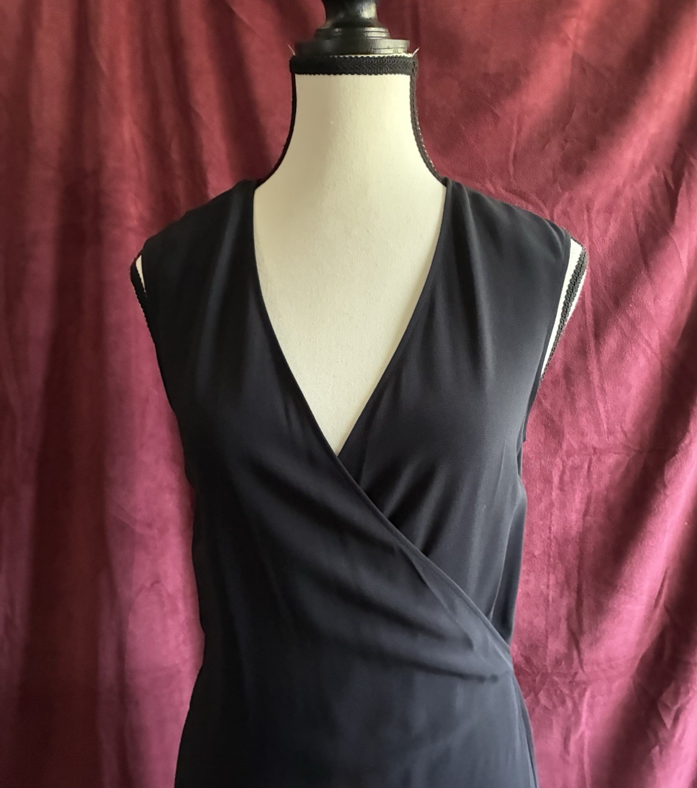 Helmut Lang Black Midi Wrap Dress Side Slits Sleeveless XS