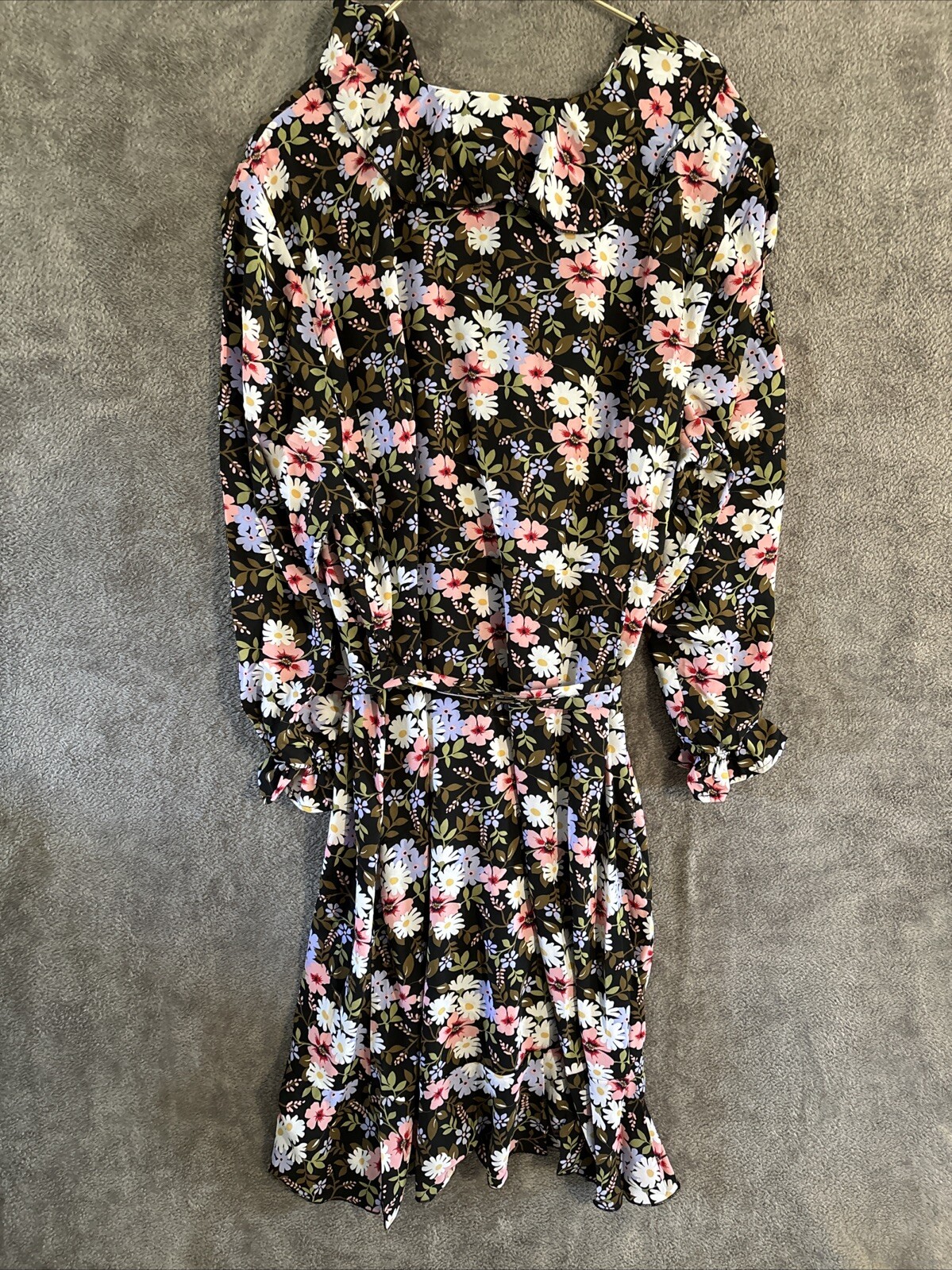 Kate & Mallory Dress 3X Wrap Chiffon Bold Floral Midi Ruffles Floaty Daisy NEW